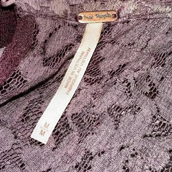 Free People Plum Sheer Needle Lace Sleeveless Tank Blouse - Picture 6 of 6